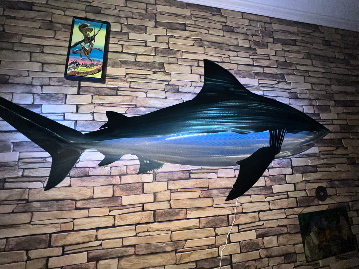Exo Stencil Bull Shark LED Metal Wall Sculpture