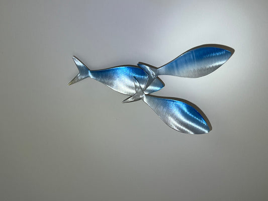 Triple Baitfish Sculpture - Two Toned - Blue and Silver: Nautical Wall Art for Ocean-Inspired Beach House Décor