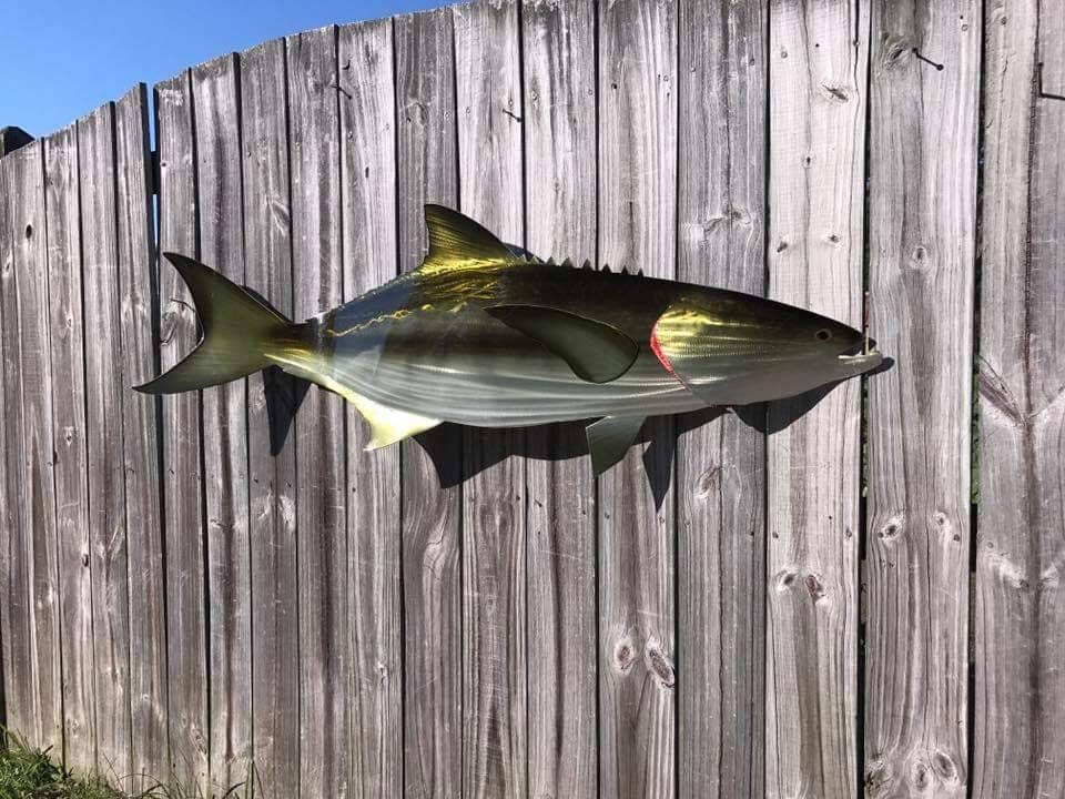Handcrafted Cobia Metal Wall Art - Lifelike Kingfish Sculpture for Ocean-Inspired Decor