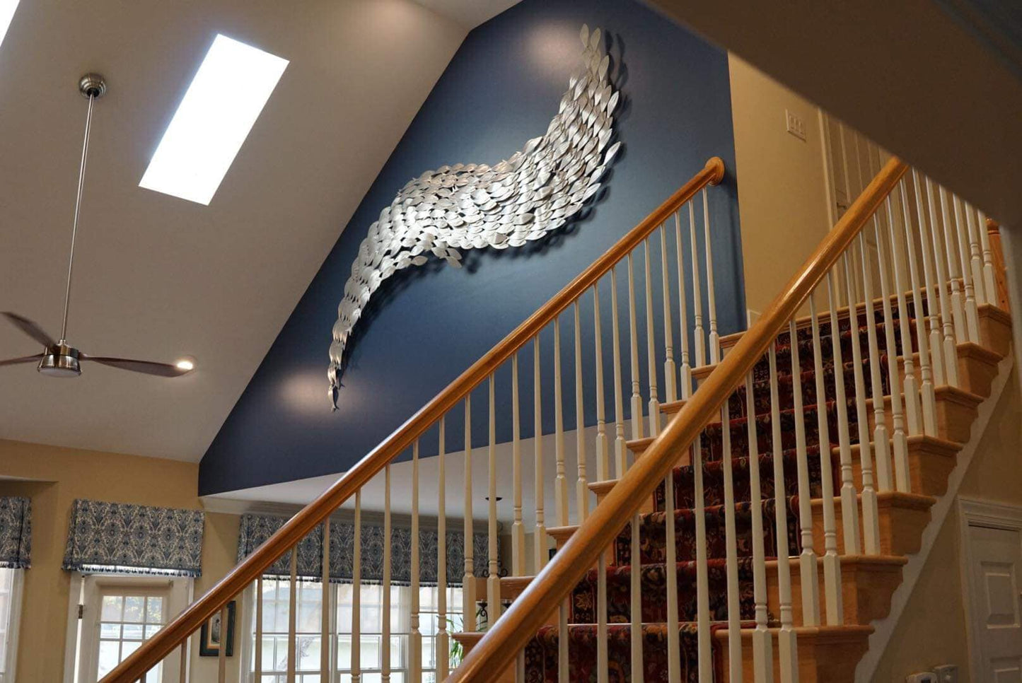 Handmade Metal Wall Sculpture: 300 Count Baitfish School, Custom-Etched Design Inspired by Fish Schooling Behavior