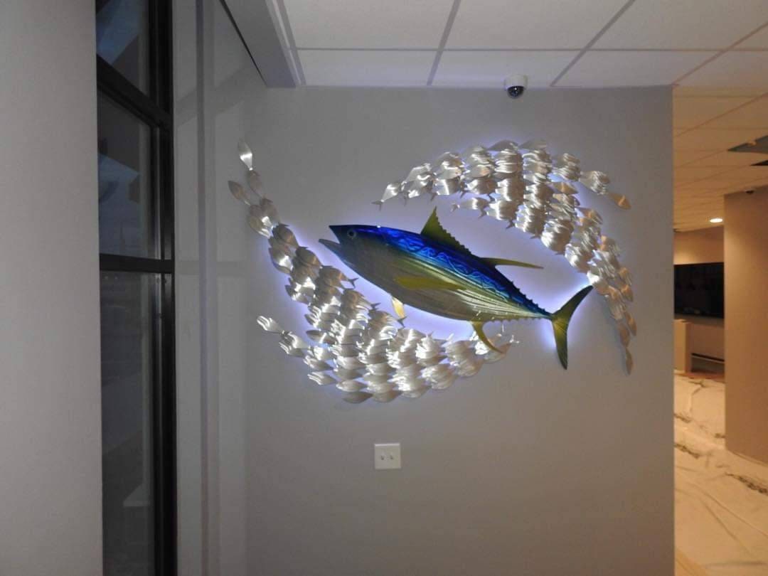 144 Baitfish School Metal Wall Sculpture | 6 x 4 ft