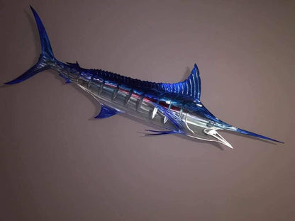 Exo-Stencil Series Striped Marlin: Premium Original Handmade Metal Wall Art Sculpture, Lifelike Depiction of Striped Marlin Fish