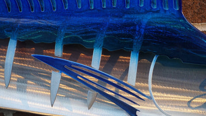 Exo-Stencil Series Striped Marlin: Premium Original Handmade Metal Wall Art Sculpture, Lifelike Depiction of Striped Marlin Fish