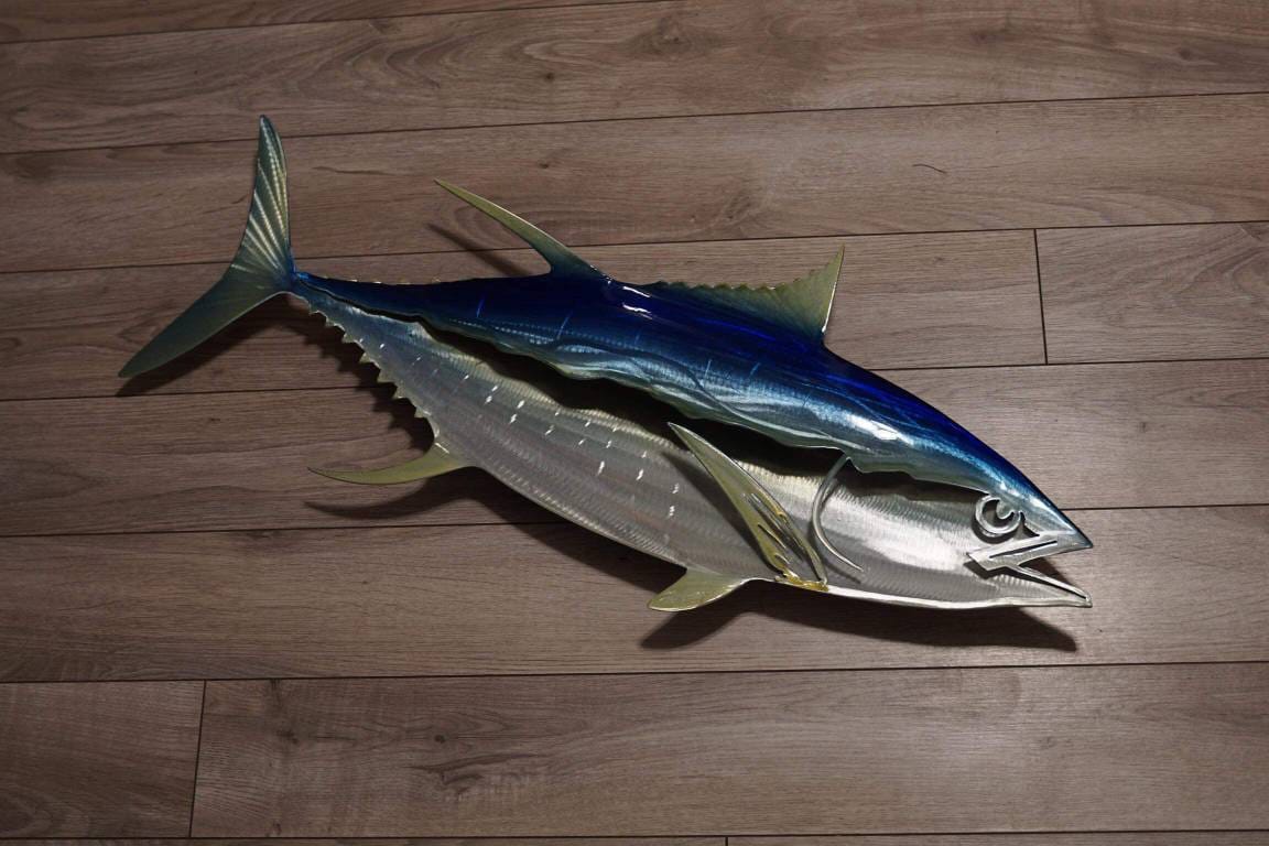 Exo-Stencil Series Tuna: Premium Original Handmade Metal Wall Art Sculpture, Lifelike Depiction of Tuna Fish for Fishing Enthusiasts