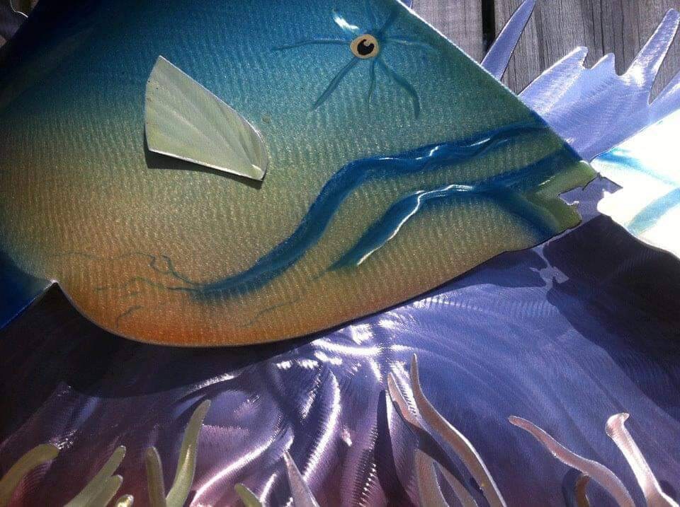 Queen Trigger Fish: Original Handcrafted Metal Wall Art Sculpture