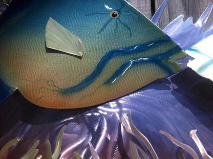 Queen Trigger Fish: Original Handcrafted Metal Wall Art Sculpture