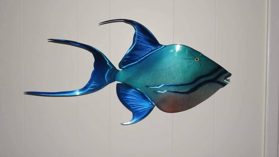 Queen Trigger Fish: Original Handcrafted Metal Wall Art Sculpture