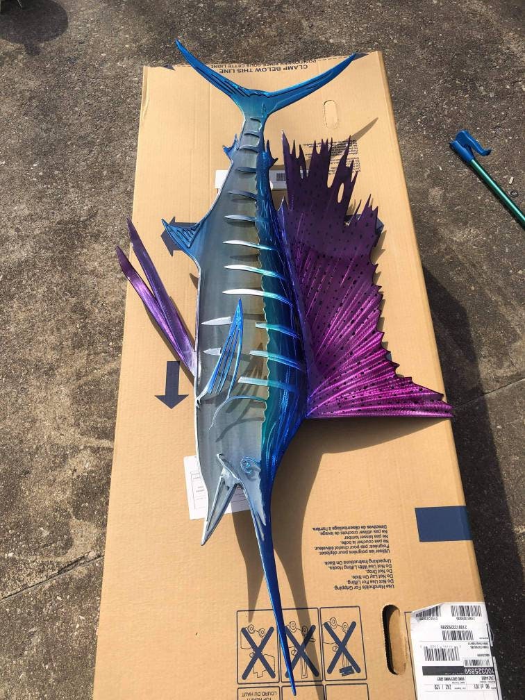 Exo-Stencil Series Sailfish: Premium Original Handmade Metal Wall Art Sculpture, Lifelike Depiction of Sailfish Fish for Fishing Enthusiasts