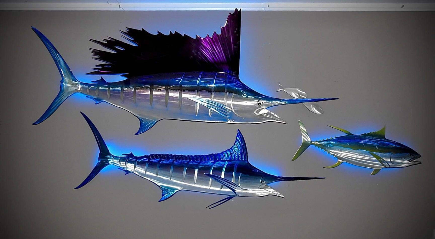 Exo-Stencil Series Sailfish: Premium Original Handmade Metal Wall Art Sculpture, Lifelike Depiction of Sailfish Fish for Fishing Enthusiasts