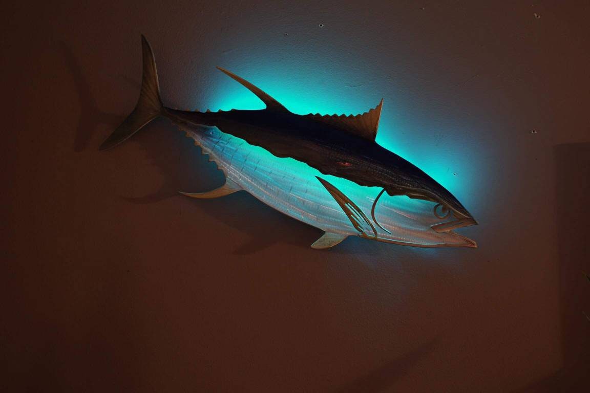 Exo-Stencil Series Tuna: Premium Original Handmade Metal Wall Art Sculpture, Lifelike Depiction of Tuna Fish for Fishing Enthusiasts