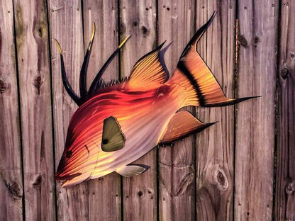 Hogfish: Stunning Handcrafted Metal Wall Art Sculpture, Capturing the Beauty of Marine Life with Intricate Detailing