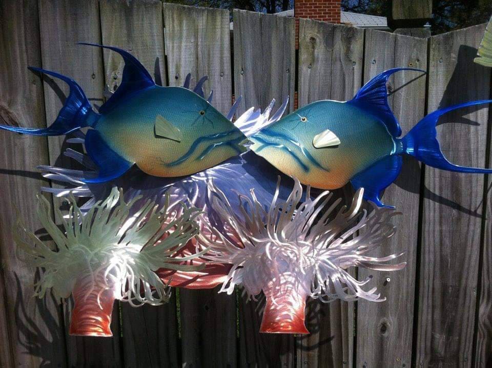 Queen Trigger Fish: Original Handcrafted Metal Wall Art Sculpture