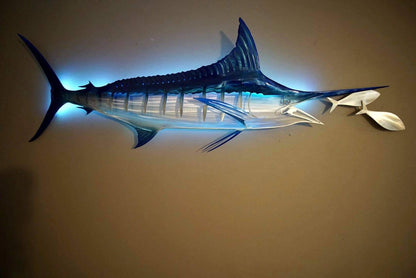 Exo-Stencil Series Striped Marlin: Premium Original Handmade Metal Wall Art Sculpture, Lifelike Depiction of Striped Marlin Fish