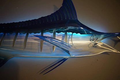 Exo-Stencil Series Striped Marlin: Premium Original Handmade Metal Wall Art Sculpture, Lifelike Depiction of Striped Marlin Fish