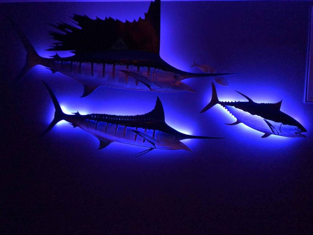 Exo-Stencil Series Sailfish: Premium Original Handmade Metal Wall Art Sculpture, Lifelike Depiction of Sailfish Fish for Fishing Enthusiasts