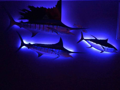 Exo-Stencil Series Tuna: Premium Original Handmade Metal Wall Art Sculpture, Lifelike Depiction of Tuna Fish for Fishing Enthusiasts