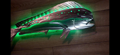 Exo-Stencil Series Mahi Mahi: Premium Original Handmade Metal Wall Art Sculpture, Lifelike Depiction of Mahi Mahi Fish