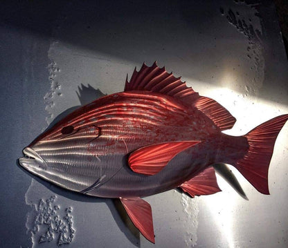 Red Snapper: Oceanic Elegance in Handcrafted Metal Wall Art