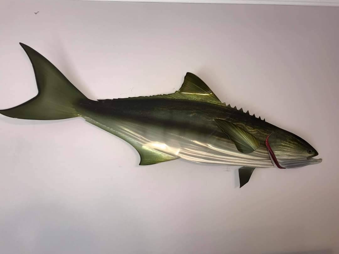 Handcrafted Cobia Metal Wall Art - Lifelike Kingfish Sculpture for Ocean-Inspired Decor