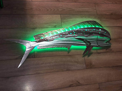 Exo-Stencil Series Mahi Mahi: Premium Original Handmade Metal Wall Art Sculpture, Lifelike Depiction of Mahi Mahi Fish