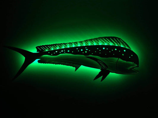 Exo-Stencil Series Mahi Mahi: Premium Original Handmade Metal Wall Art Sculpture, Lifelike Depiction of Mahi Mahi Fish