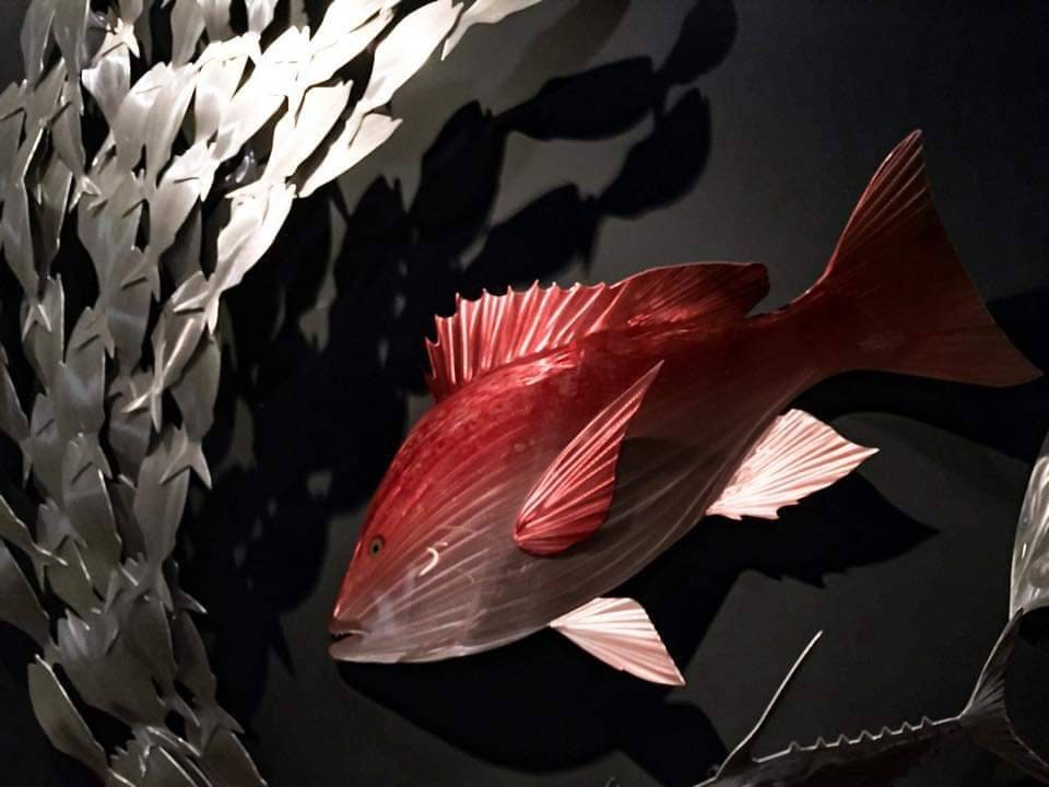 Red Snapper: Oceanic Elegance in Handcrafted Metal Wall Art