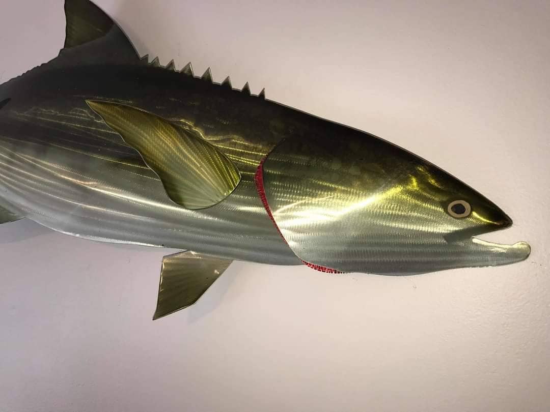 Handcrafted Cobia Metal Wall Art - Lifelike Kingfish Sculpture for Ocean-Inspired Decor