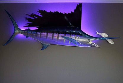 Exo-Stencil Series Sailfish: Premium Original Handmade Metal Wall Art Sculpture, Lifelike Depiction of Sailfish Fish for Fishing Enthusiasts