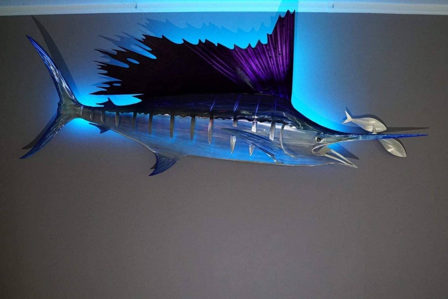 Exo-Stencil Series Sailfish: Premium Original Handmade Metal Wall Art Sculpture, Lifelike Depiction of Sailfish Fish for Fishing Enthusiasts