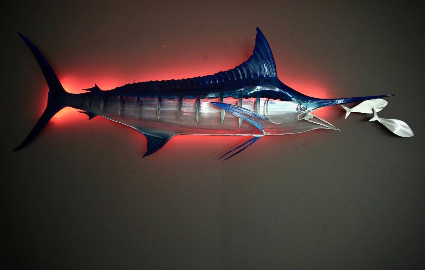 Exo-Stencil Series Striped Marlin: Premium Original Handmade Metal Wall Art Sculpture, Lifelike Depiction of Striped Marlin Fish