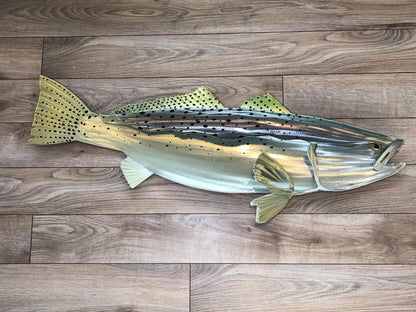 Exo Stencil Speckled Trout: Original Handmade Metal Wall Art, Lifelike Sculpture for Fishing Enthusiasts