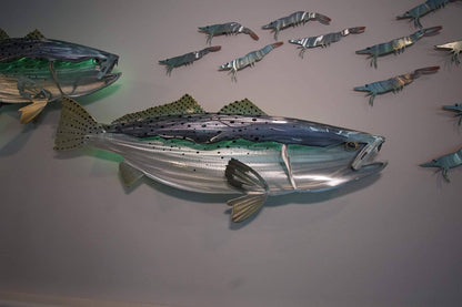 Exo Stencil Speckled Trout: Original Handmade Metal Wall Art, Lifelike Sculpture for Fishing Enthusiasts