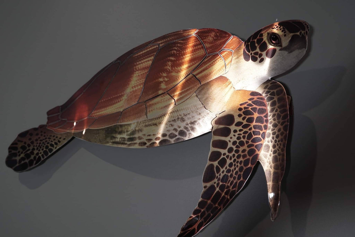 Sea Turtle Reproduction Lighted Metal Wall Art