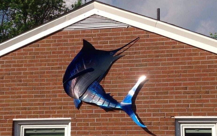 Handcrafted Blue Marlin Metal Wall Art - Original Design, Unique Decor Piece for Coastal Homes and Fishing Enthusiasts