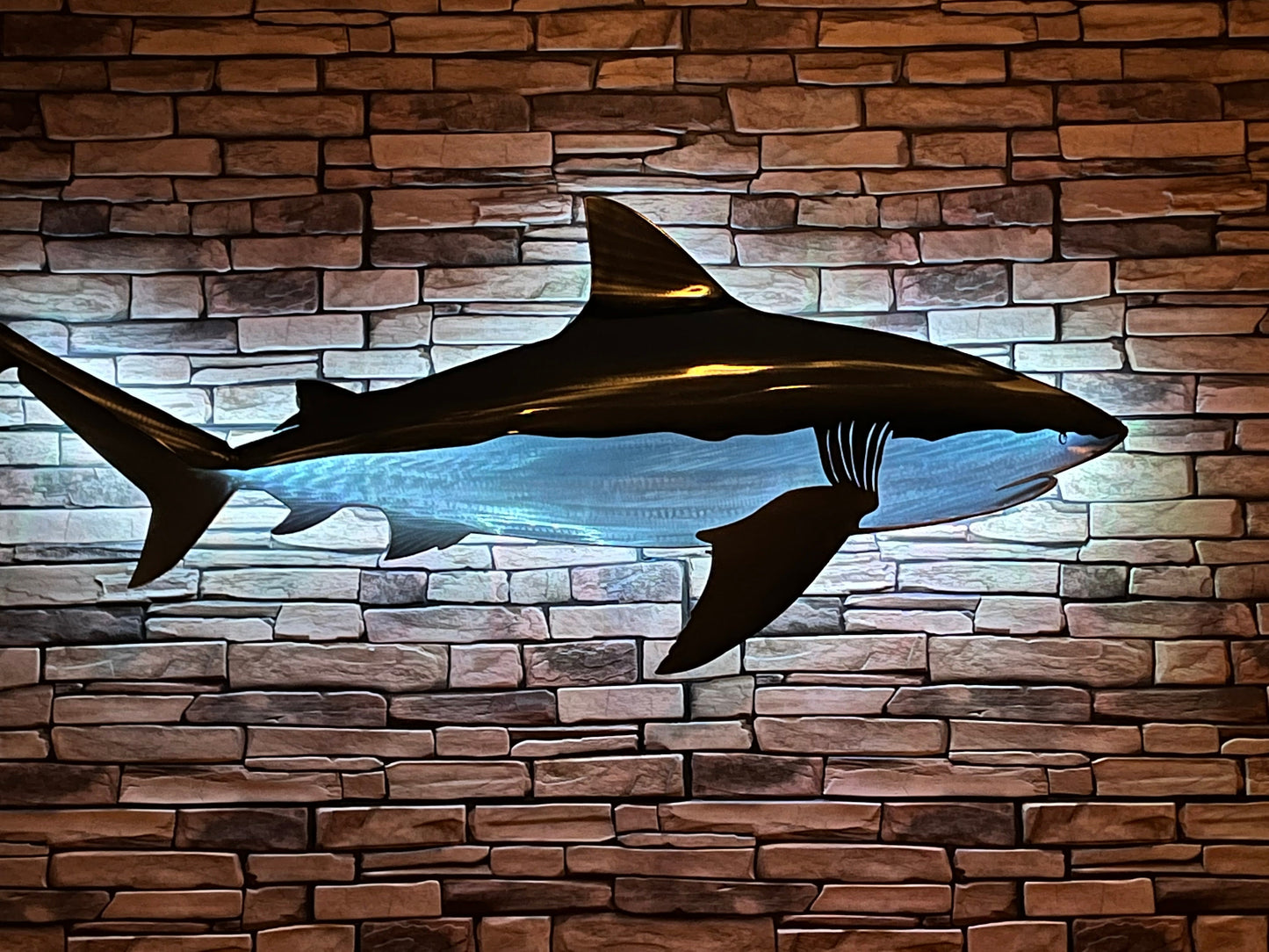 Exo-Stencil Bull Shark: Premium Original Handmade Metal Wall Art Sculpture